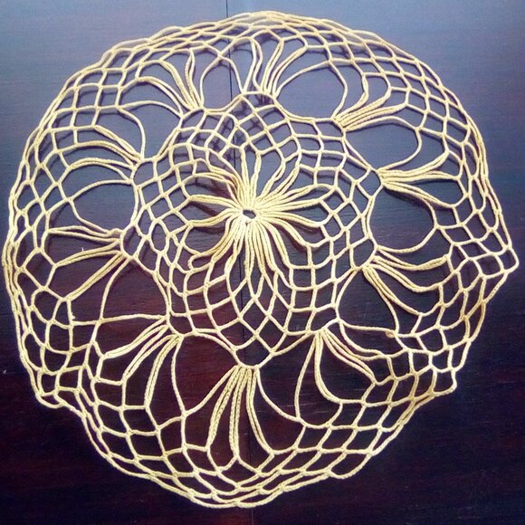 Vintage Cottagecore Doilies Orange and Yellow Set of 3 Hand Crocheted - Picture 4 of 7